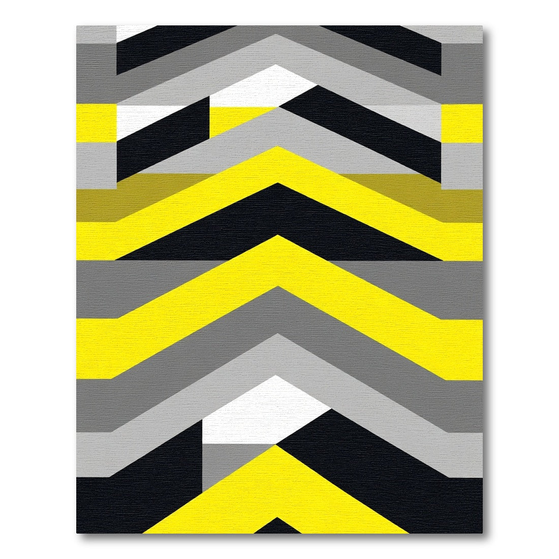 Modern Yellow Gray Black Chevron Rug