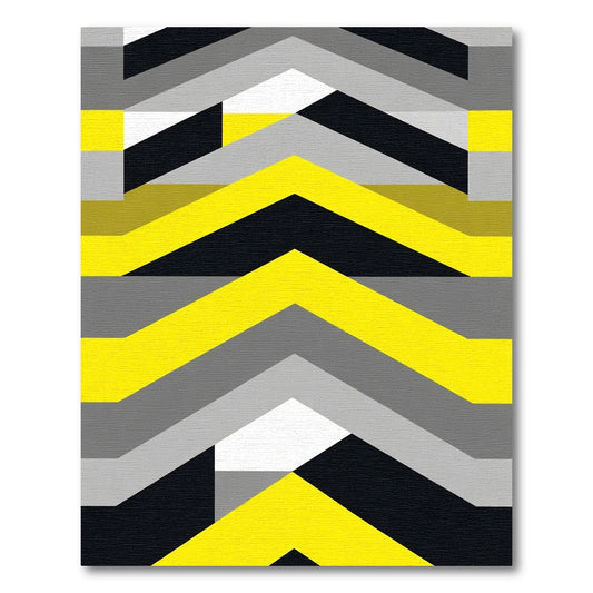 Modern Yellow Gray Black Chevron Rug