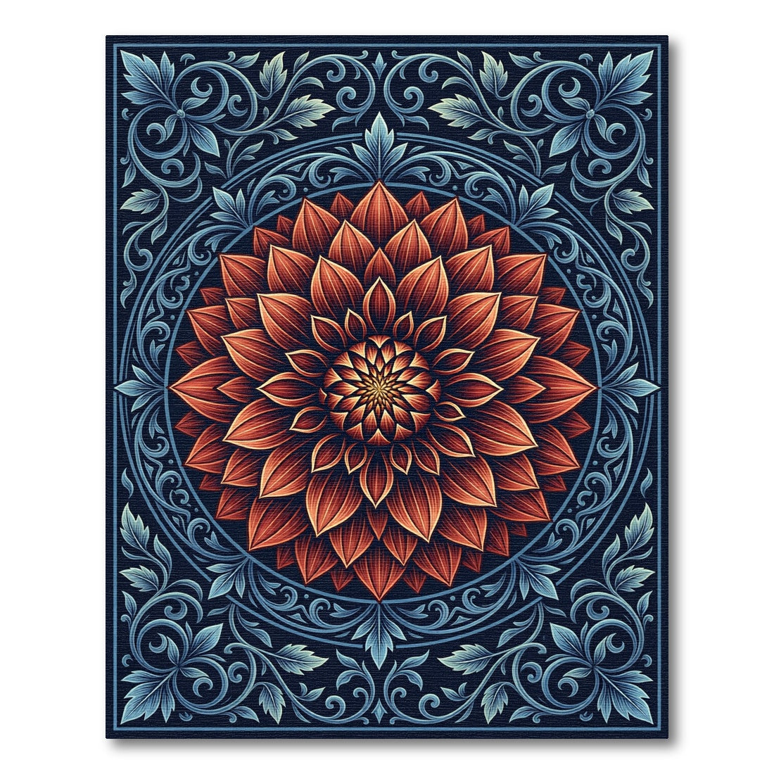 Garnet Dahlia Intricate Floral Mandala Rug