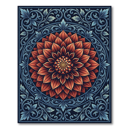 Garnet Dahlia Intricate Floral Mandala Rug