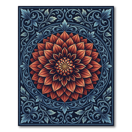 Garnet Dahlia Intricate Floral Mandala Rug