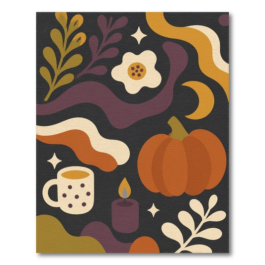Abstract Autumn Pumpkin Candle Area Rug