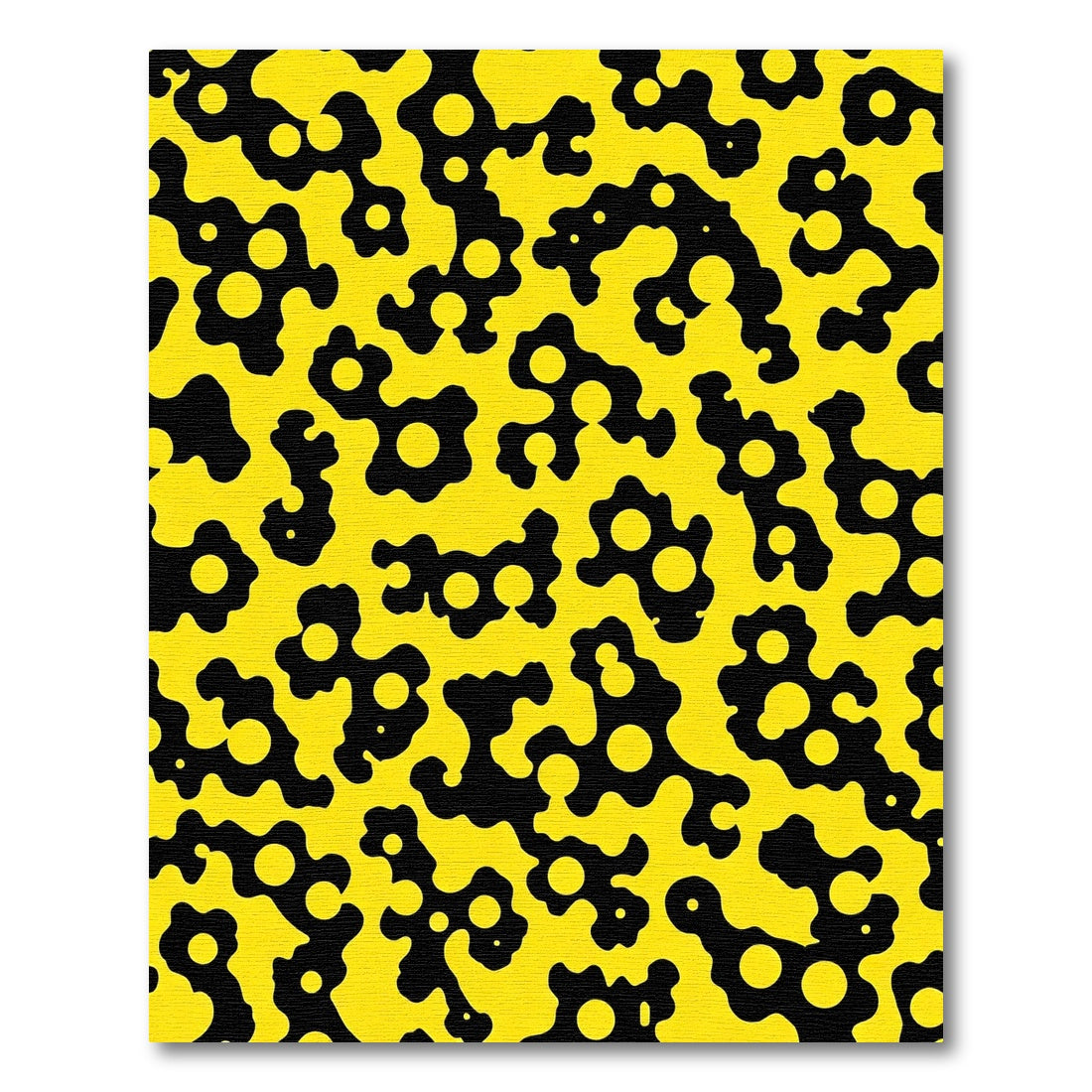 Bold Yellow Black Organic Fluid Shape Rug
