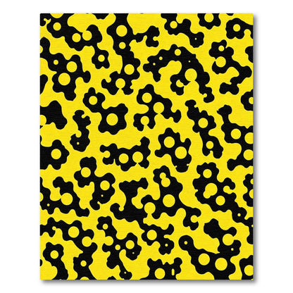 Bold Yellow Black Organic Fluid Shape Rug
