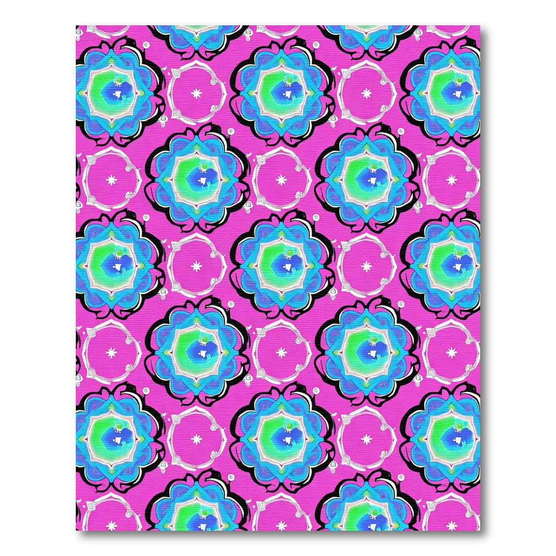 Vibrant Pink And Blue Medallion Rug