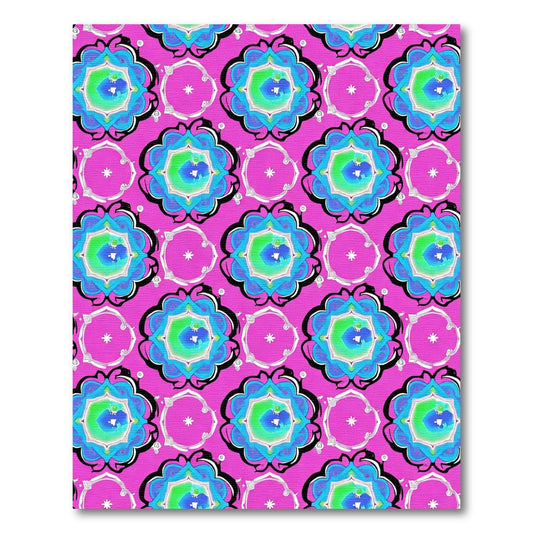 Vibrant Pink And Blue Medallion Rug