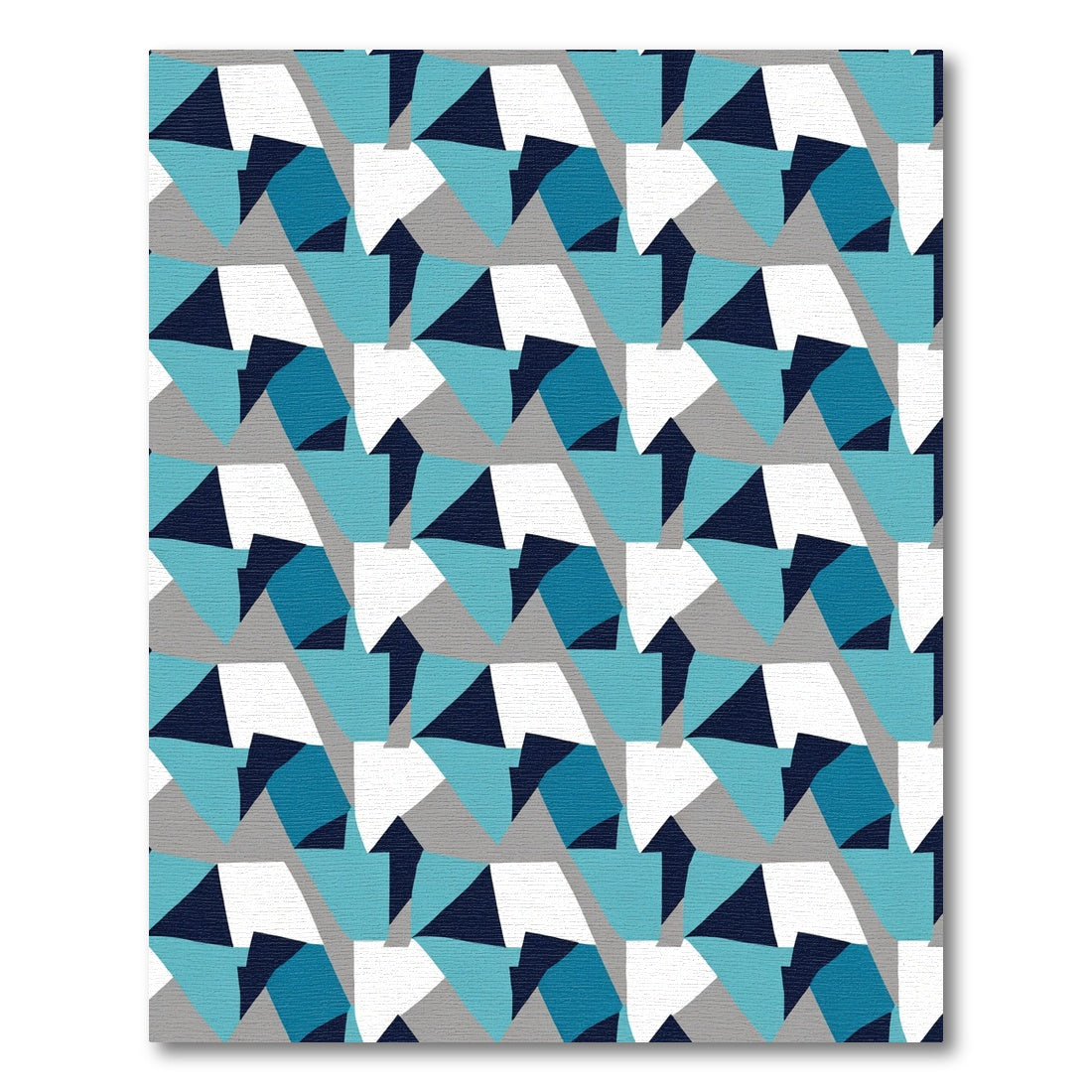 Modern Blue Gray Geometric Asymmetrical Shapes Rug