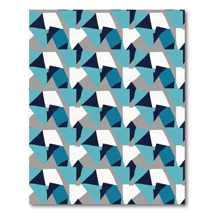 Modern Blue Gray Geometric Asymmetrical Shapes Rug