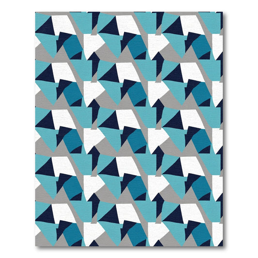 Modern Blue Gray Geometric Asymmetrical Shapes Rug