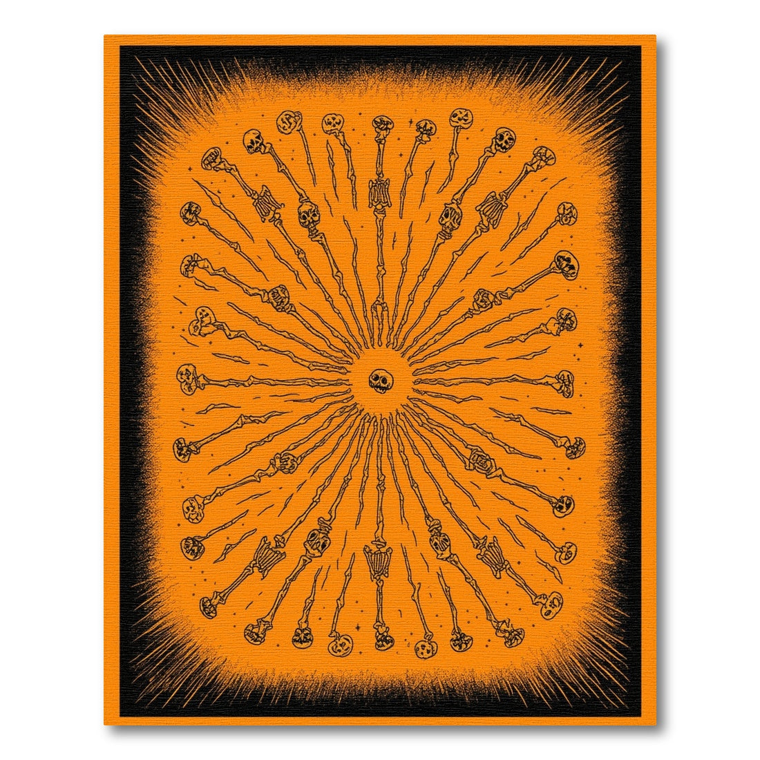 Orange Skeleton Burst Washable Area Rug