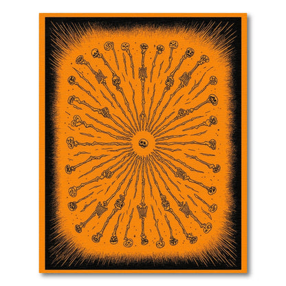 Orange Skeleton Burst Washable Area Rug