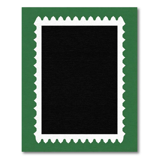 Green White Perforated Square Frame Rug