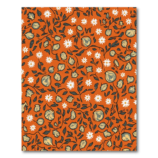 Orange Floral Garden Vine Rug