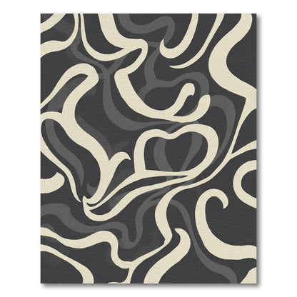 Cream Gray Swirl Abstract Rug