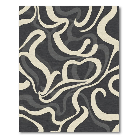 Cream Gray Swirl Abstract Rug