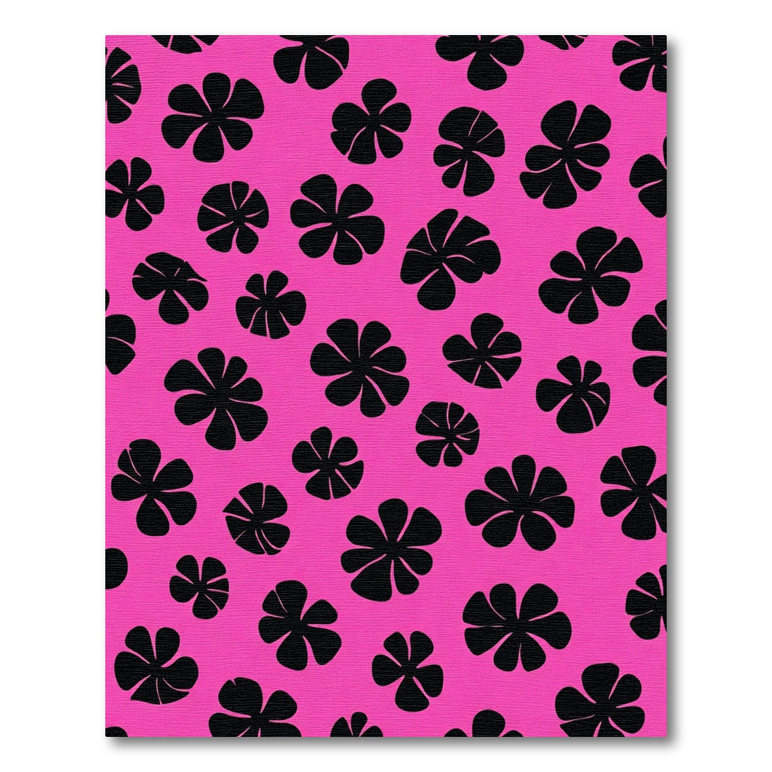 Bold Black Floral Pink Background Rug