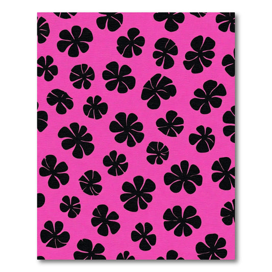 Bold Black Floral Pink Background Rug