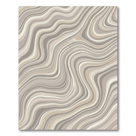 Beige and Neutral Beige Neutral Wavy Abstract Area Rug