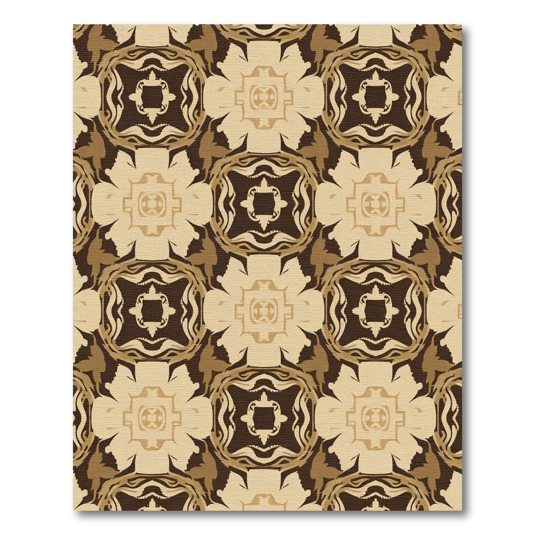 Brown Beige Organic Medallion Rug