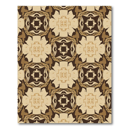Brown Beige Organic Medallion Rug