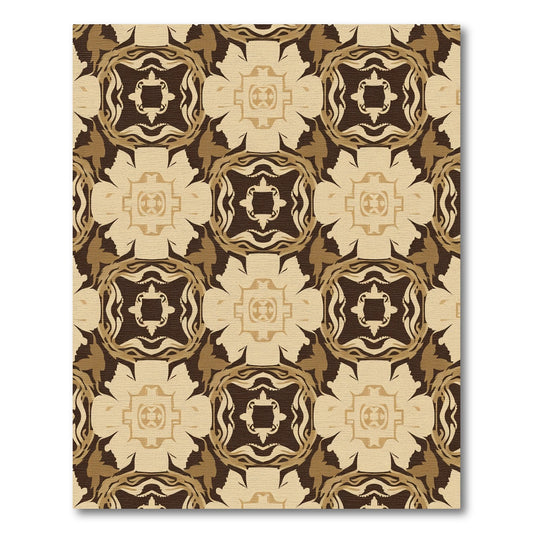 Brown Beige Organic Medallion Rug