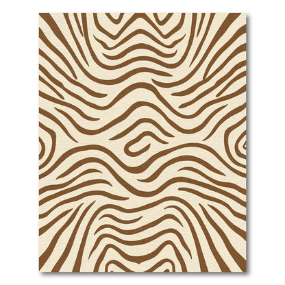 Cream Brown Wavy Stripe Rug