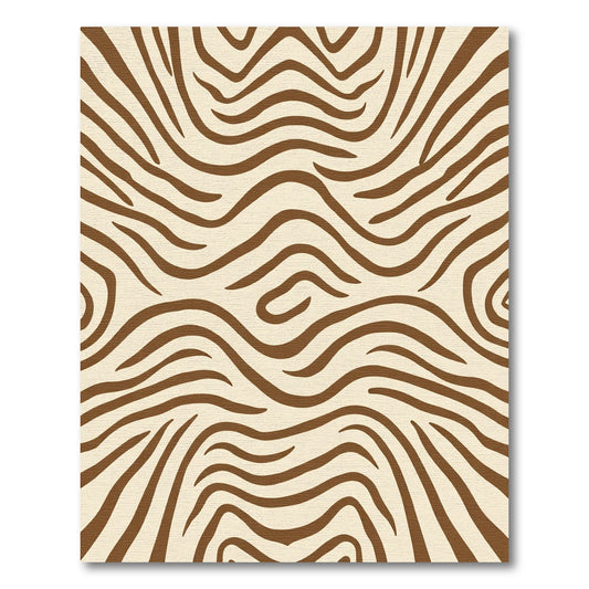 Cream Brown Wavy Stripe Rug