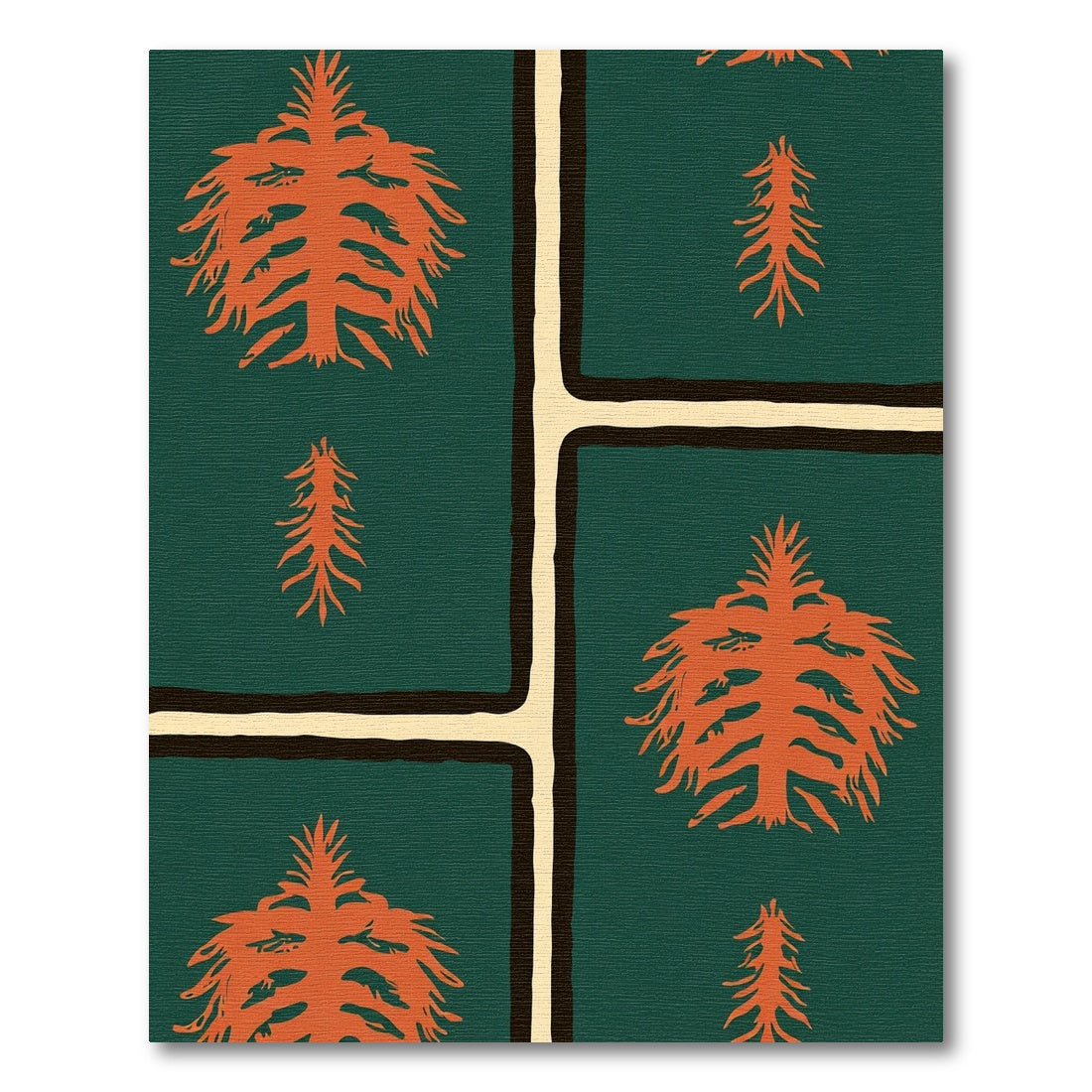 Deep Green Orange Tree Blocks Rug