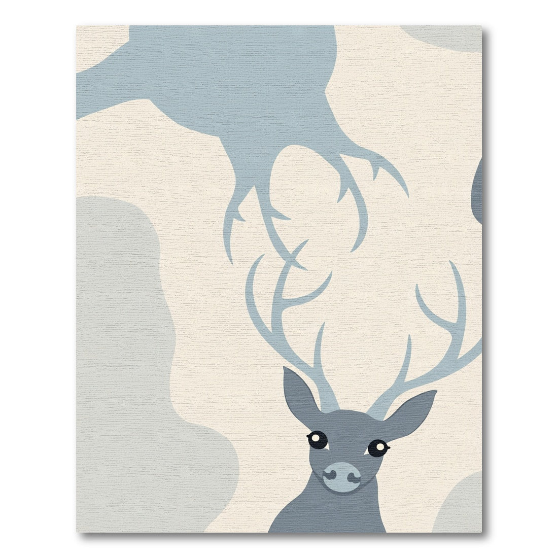 Whimsical Gray Deer Antler Silhouette Rug
