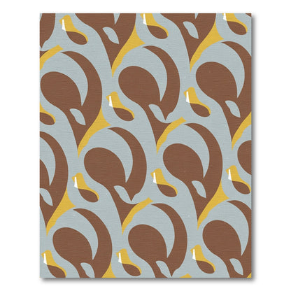 Mid Century Brown Yellow Swirl Rug