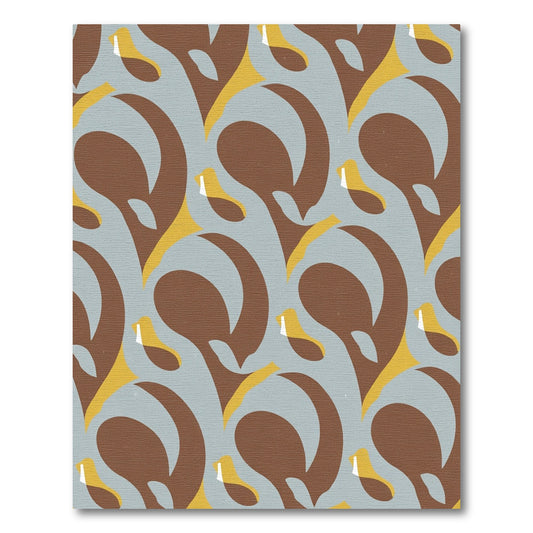 Mid Century Brown Yellow Swirl Rug