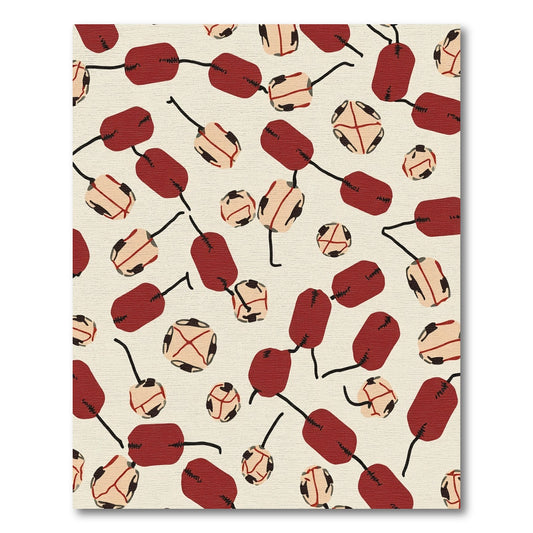 Red Beige Repeating Beaded Garland Rug