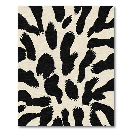Stroked Black Spots Ivory Background Rug