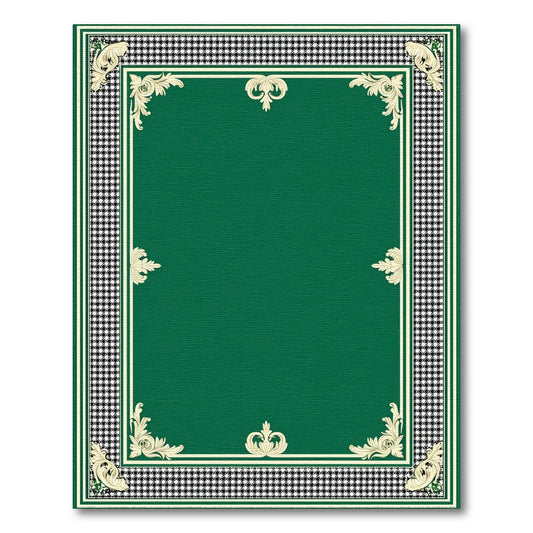 Green Ornate Border Traditional Area Rug