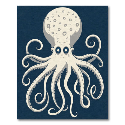 Cream Octopus Big Eyes Navy Rug