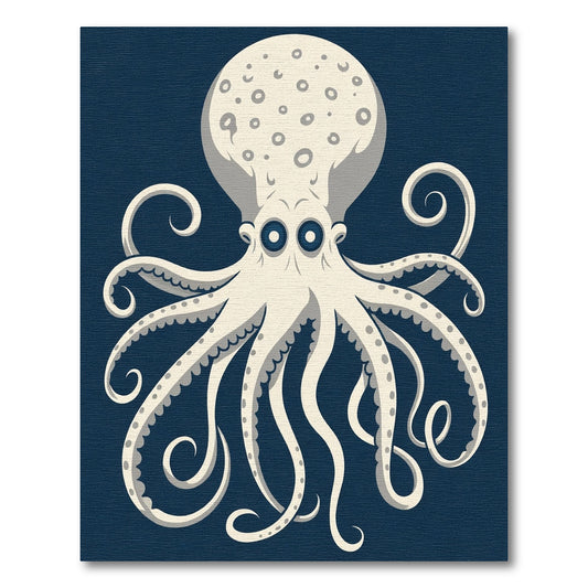 Cream Octopus Big Eyes Navy Rug