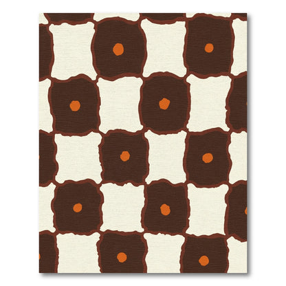 Cheery Brown Orange Checkerboard Squares Rug