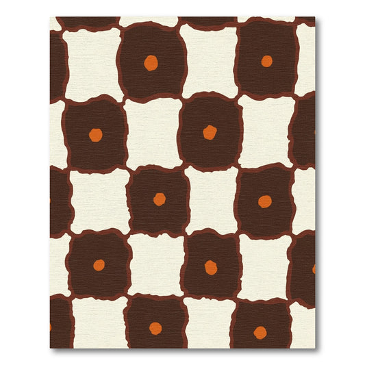 Cheery Brown Orange Checkerboard Squares Rug