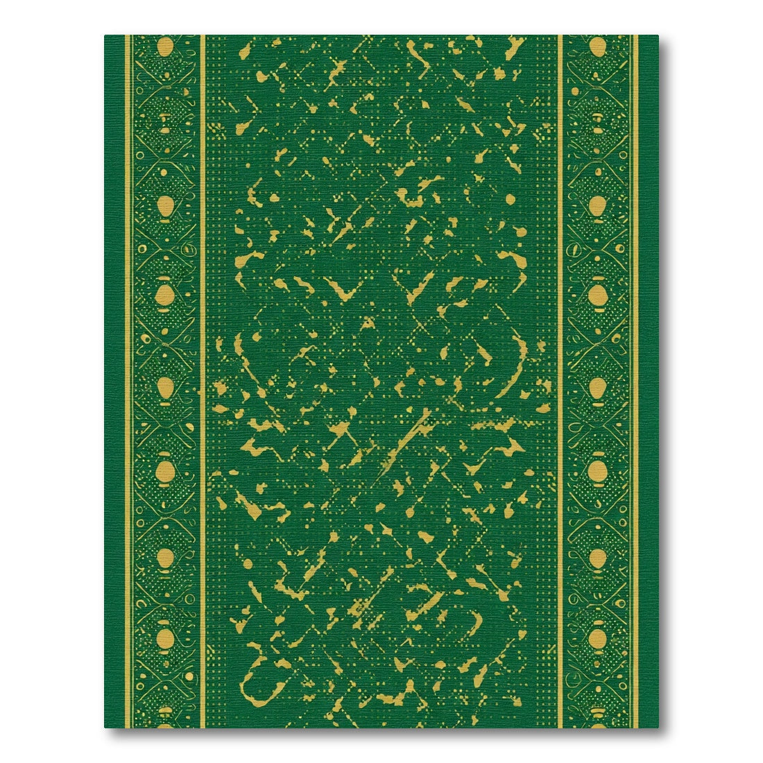 Emerald Green Golden Medallion Border Rug