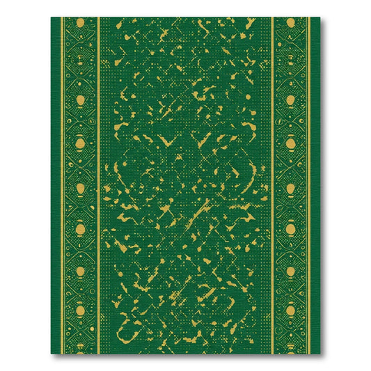 Emerald Green Golden Medallion Border Rug