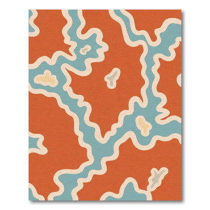 Abstract Orange Aqua Wavy Lines Rug