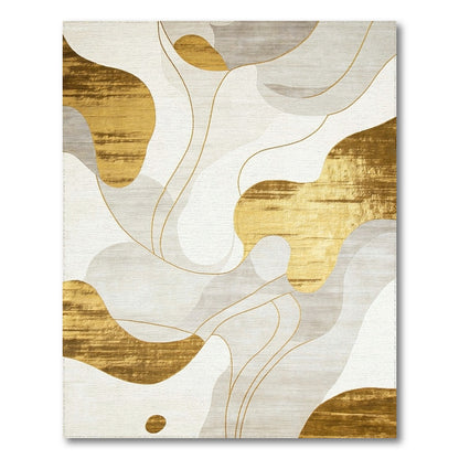 Metallic Gold Fluid Shapes Rug