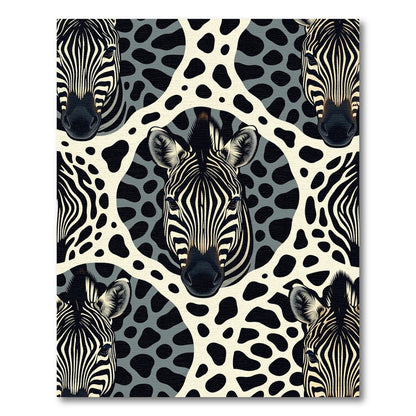 Bold Zebra Faces Cream Black Overlay Rug