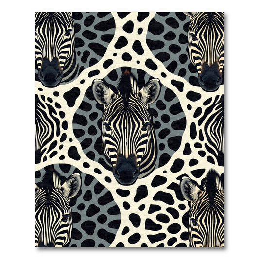 Bold Zebra Faces Cream Black Overlay Rug