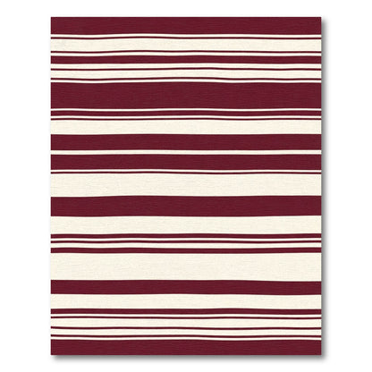 Deep Burgundy Cream Striped Harmony Rug