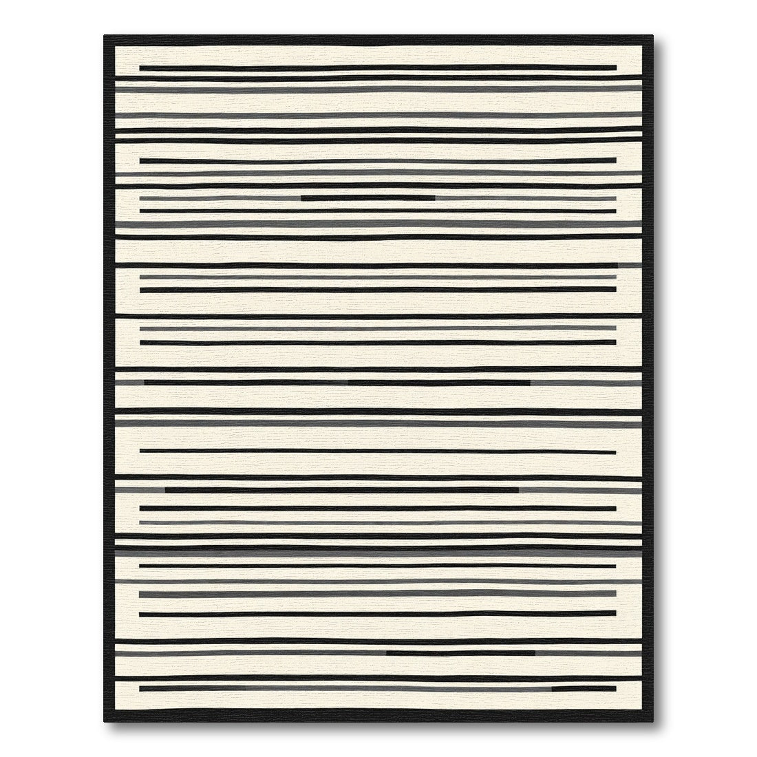 Cream Black Gray Linear Harmony Rug