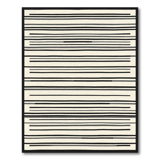 Cream Black Gray Linear Harmony Rug