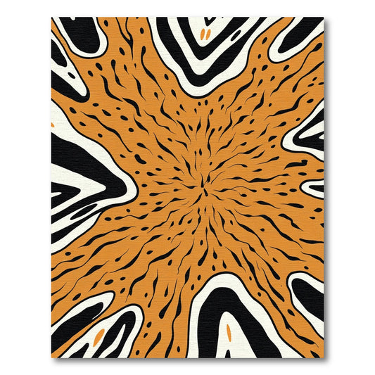 Orange Black Abstract Swirl Splash Rug