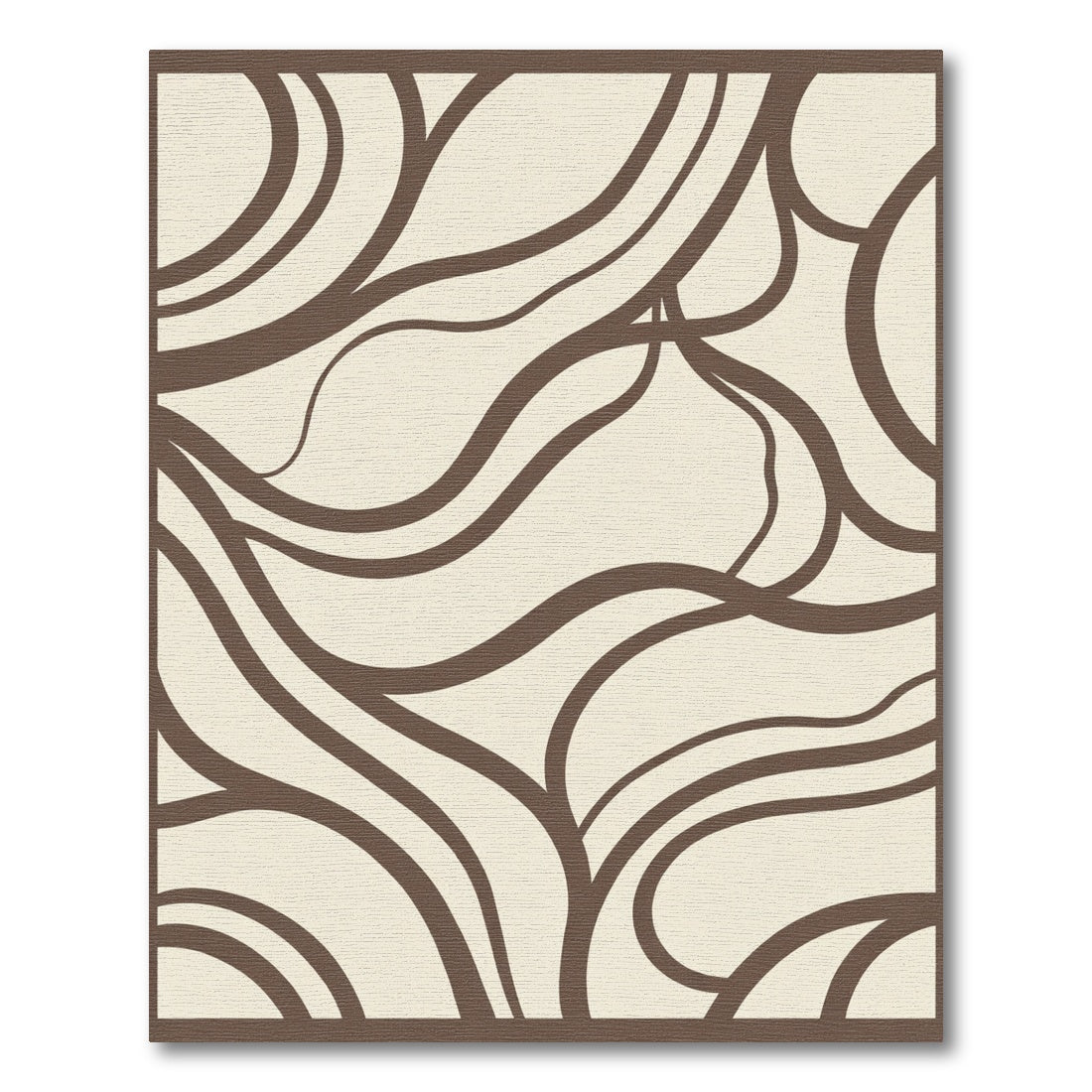 Cream Brown Organic Flowing Lines Rug