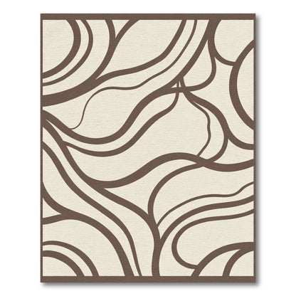 Cream Brown Organic Flowing Lines Rug